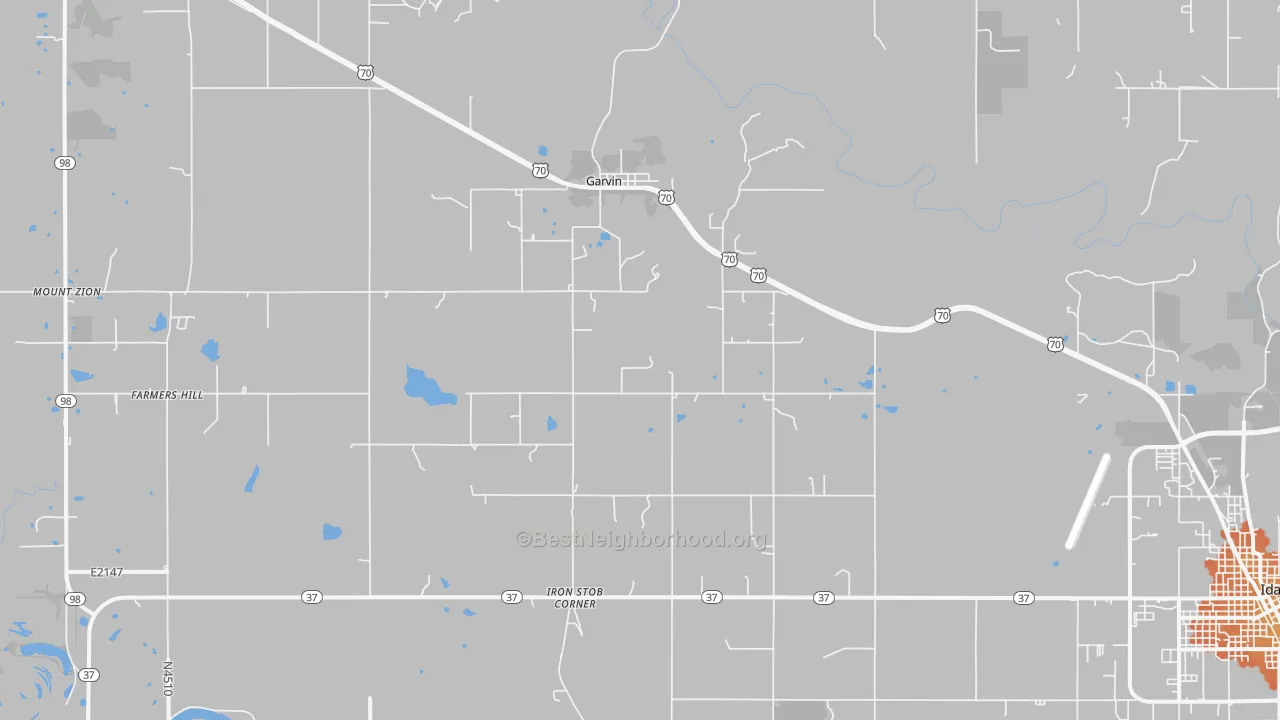 Bike Grade map of Garvin, OK