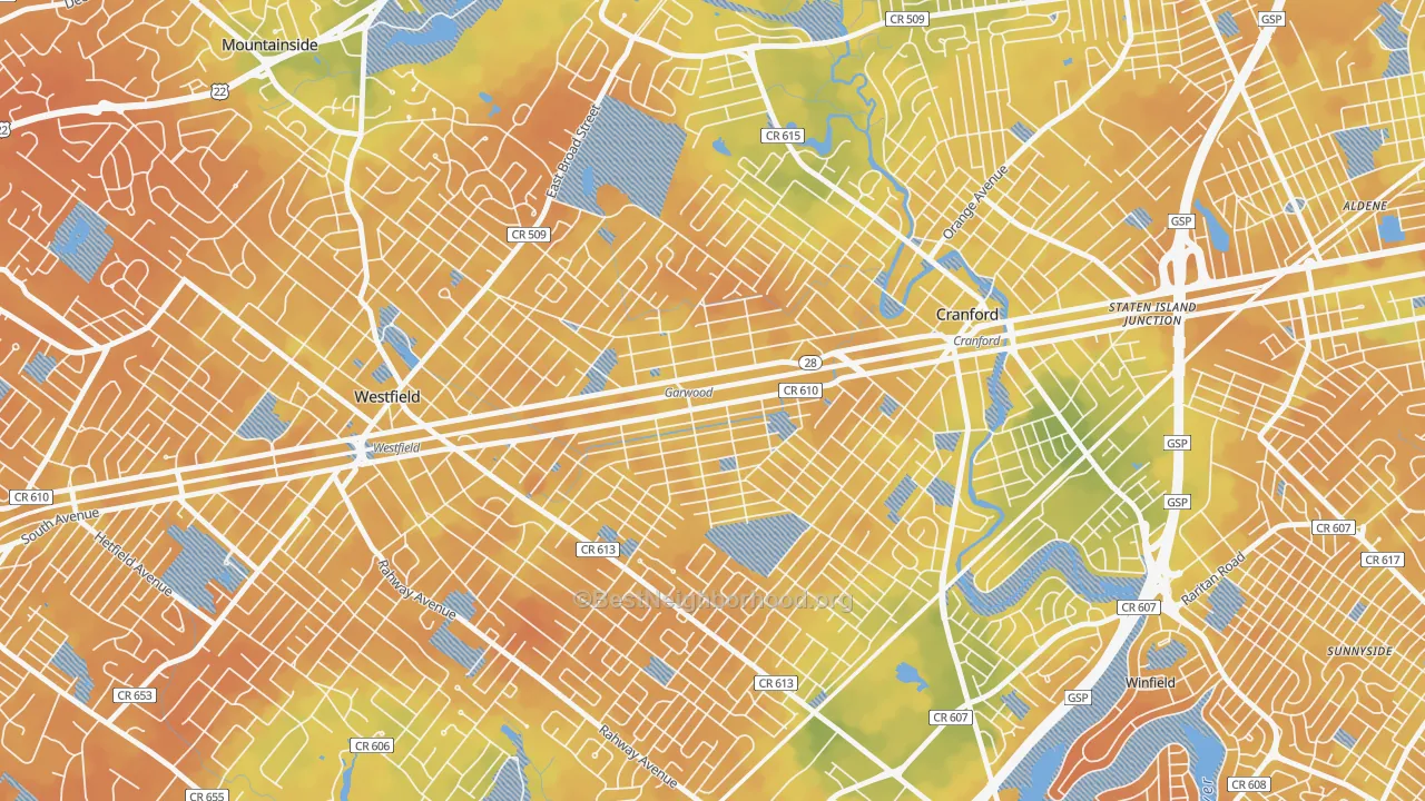 Bike Grade map of Garwood, NJ