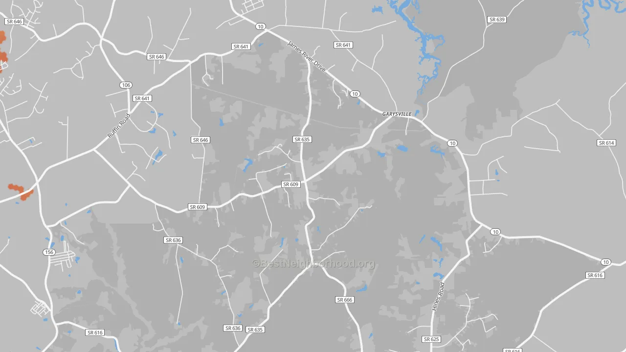 Bike Grade map of Garysville, VA