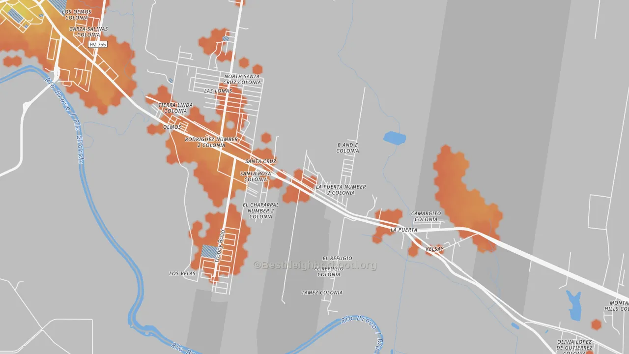 Bike Grade map of Garza-Salinas II, TX
