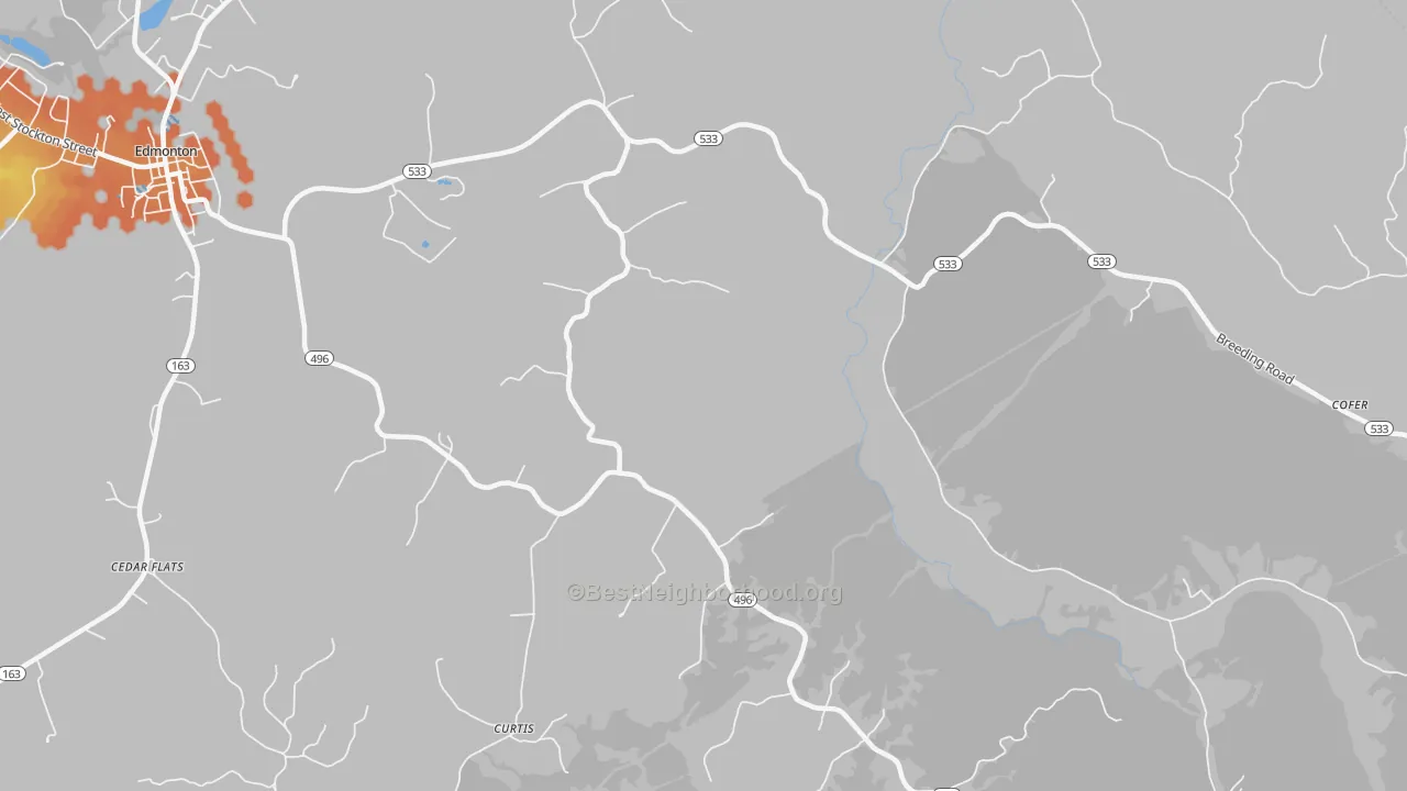 Bike Grade map of Gascon, KY