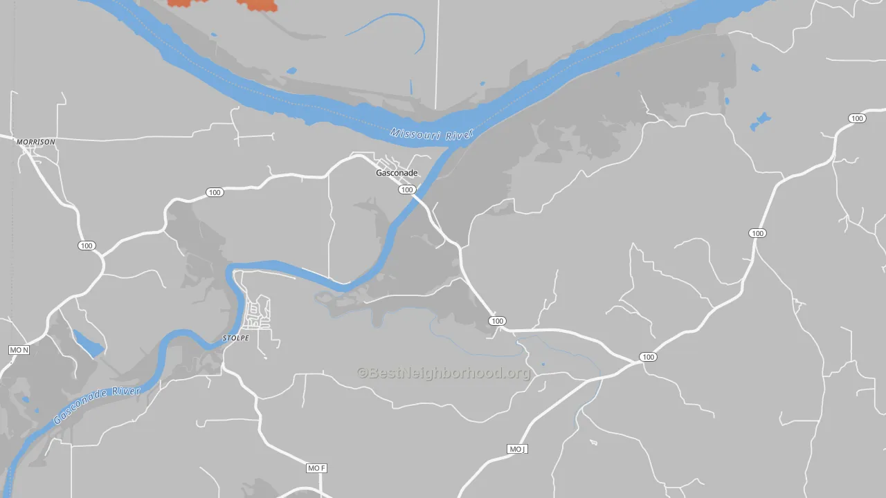 Bike Grade map of Gasconade, MO