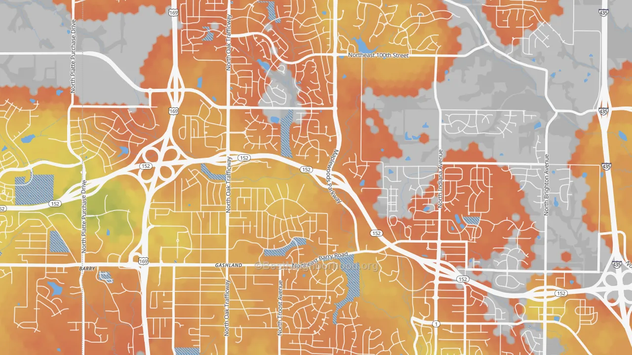 Bike Grade map of Gashland, Kansas City, MO
