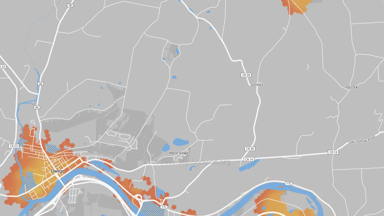 Bike Grade map of Gaskill, NY