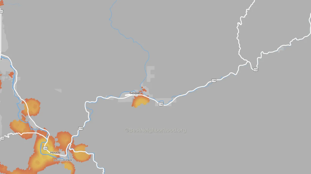 Bike Grade map of Gasquet, CA