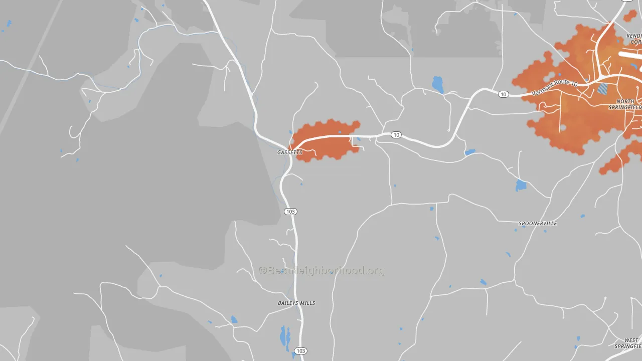 Bike Grade map of Gassetts, VT