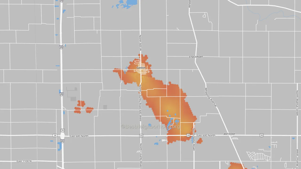 Bike Grade map of Gaston, IN
