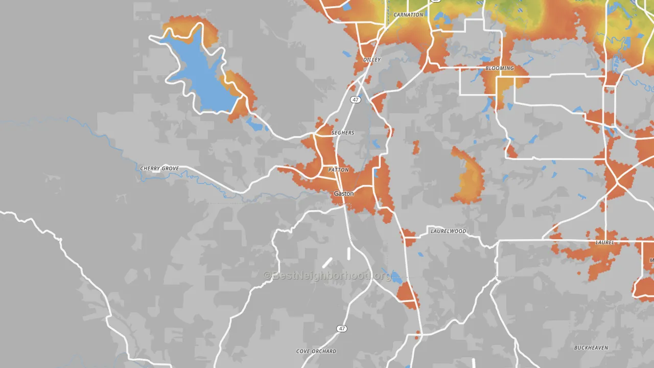 Bike Grade map of Gaston, OR