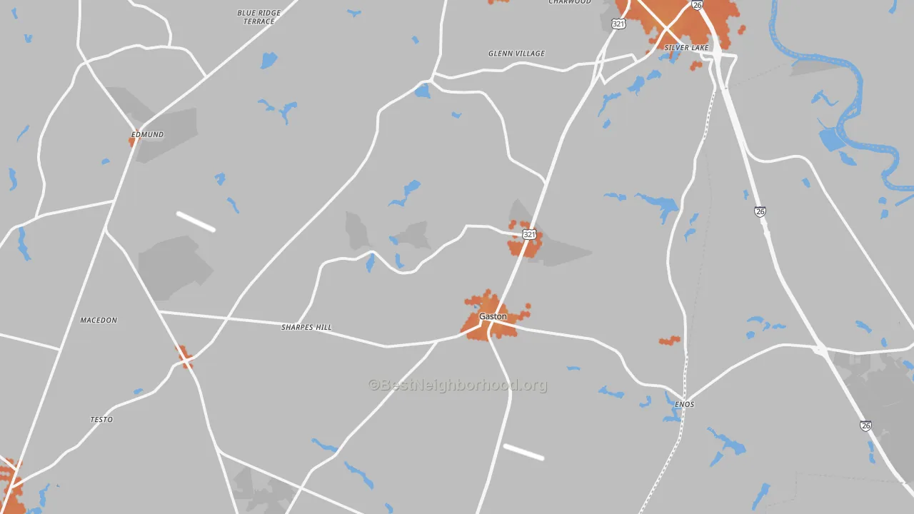 Bike Grade map of Gaston, SC