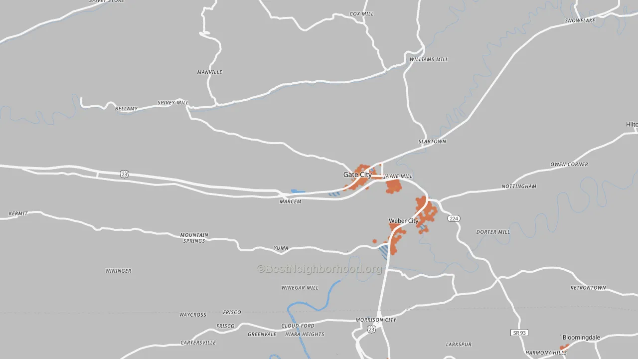 Bike Grade map of Gate City, VA