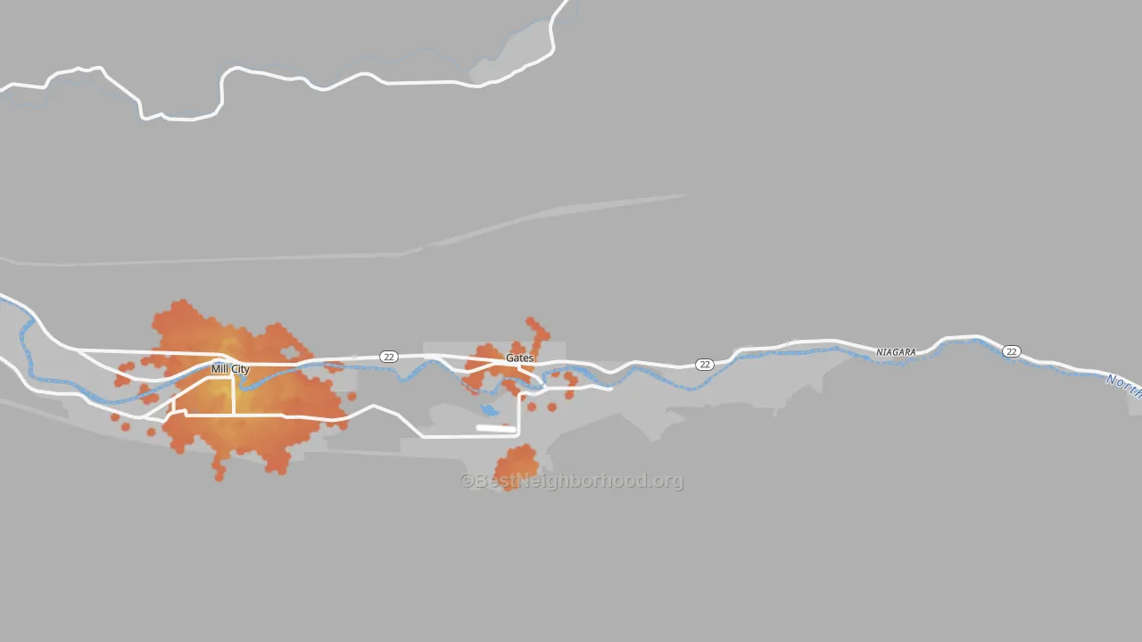 Bike Grade map of Gates, OR