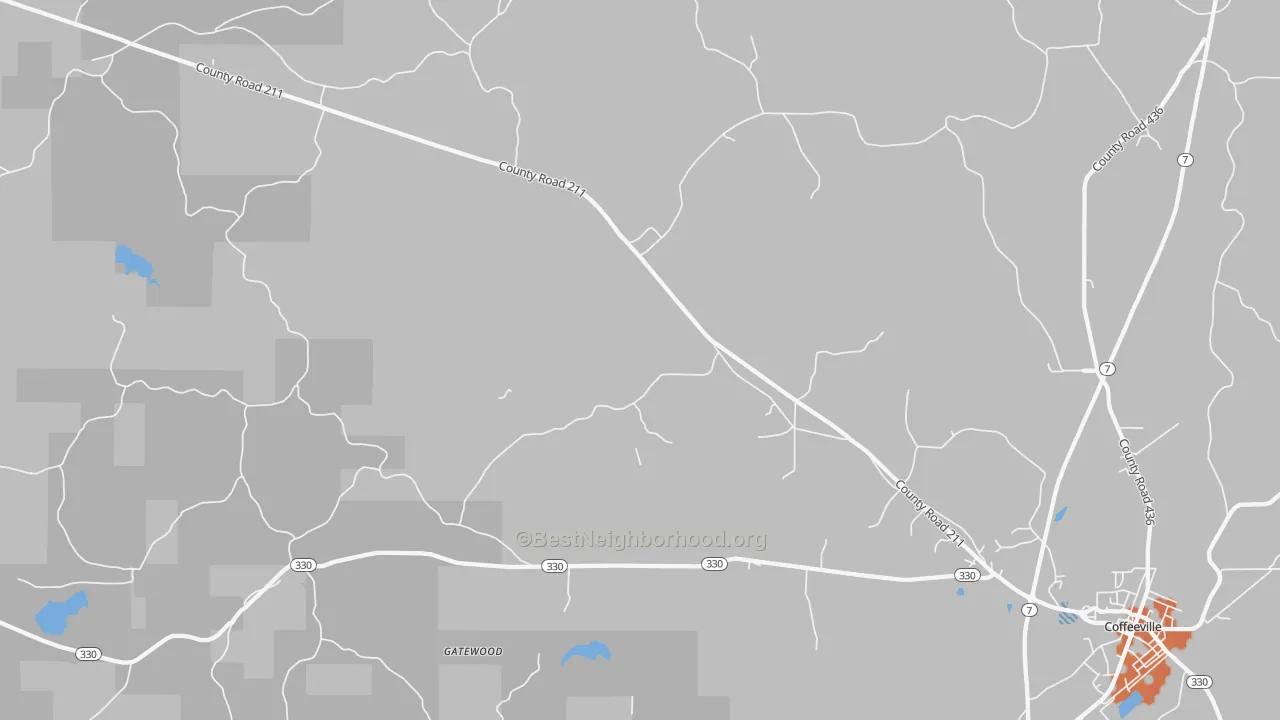 Bike Grade map of Gatewood, MS