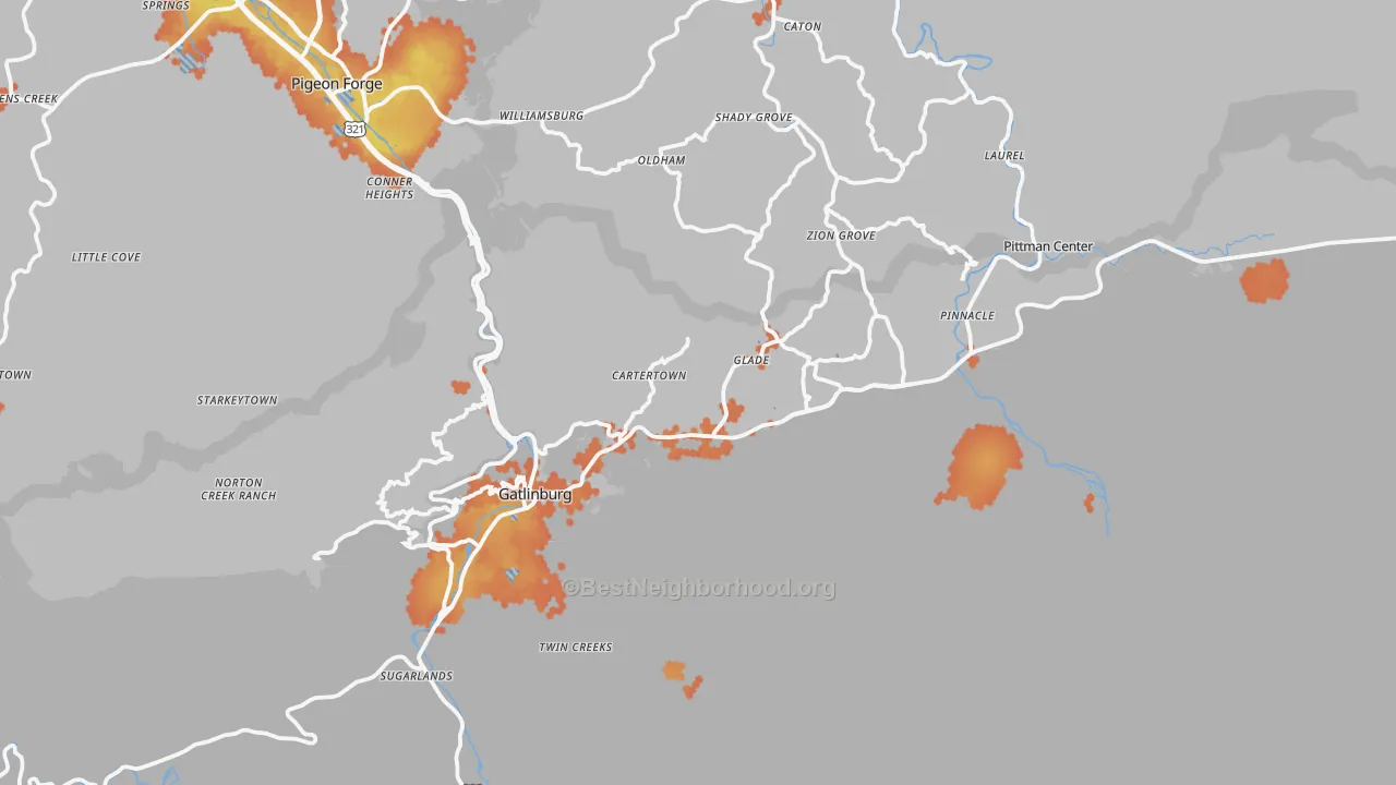 Bike Grade map of Gatlinburg, TN