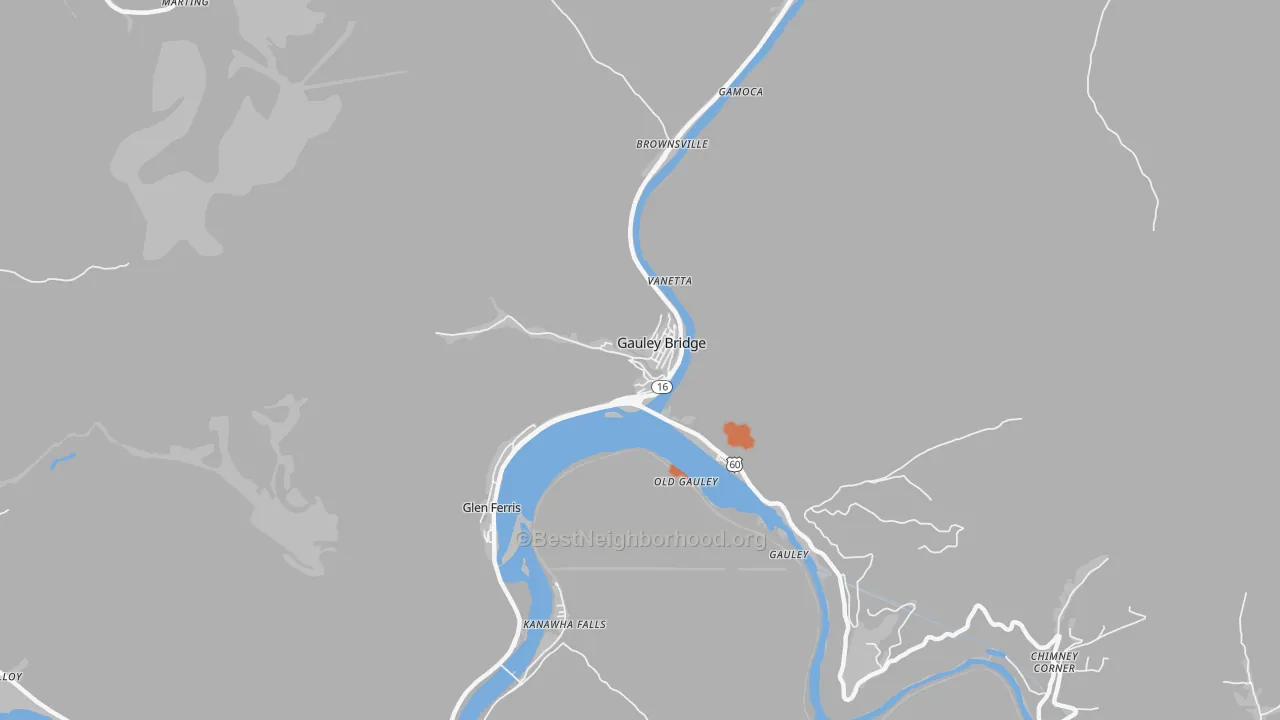 Bike Grade map of Gauley Bridge, WV