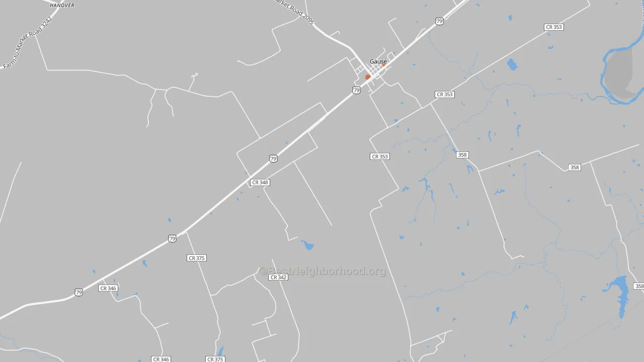 Bike Grade map of Gause, TX