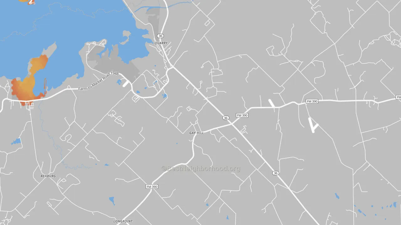 Bike Grade map of Gay Hill, TX