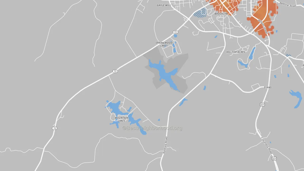 Bike Grade map of Gayle Mill, SC