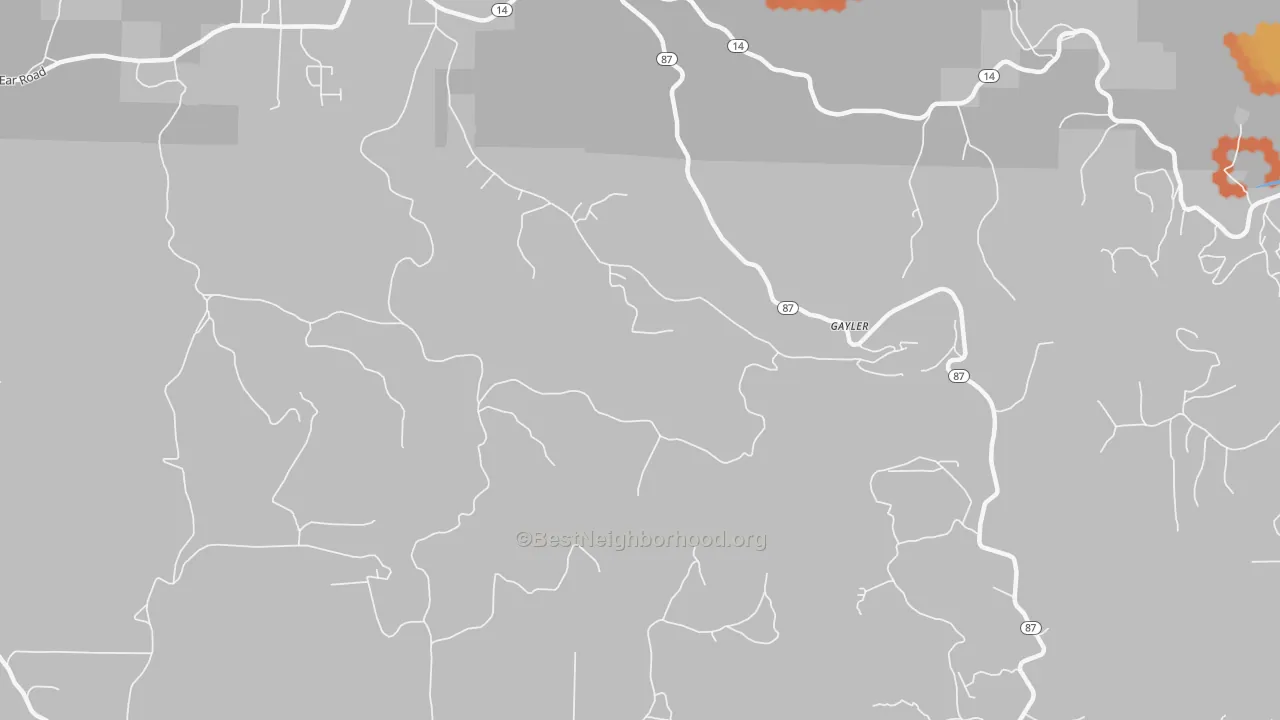 Bike Grade map of Gayler, AR
