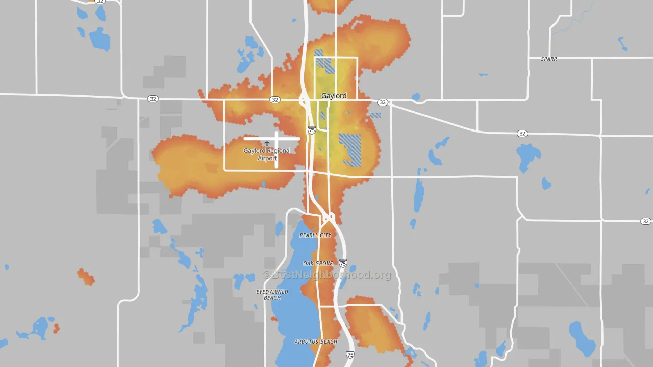 Bike Grade map of Gaylord, MI