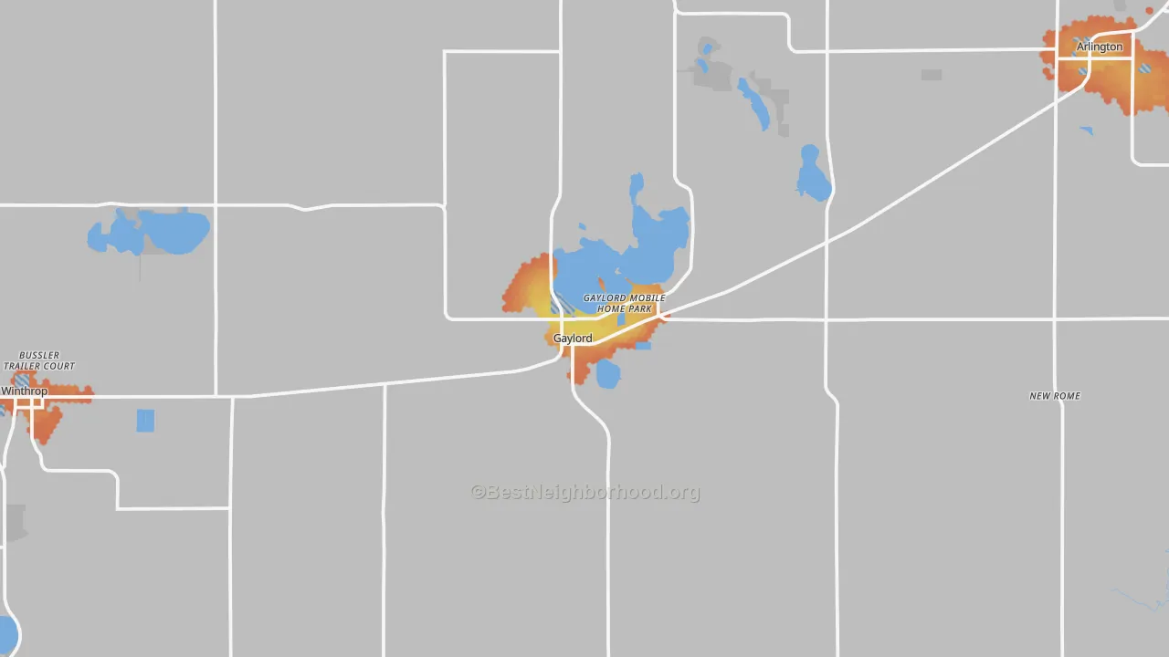 Bike Grade map of Gaylord, MN