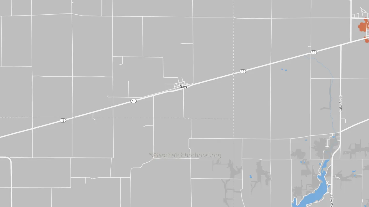 Bike Grade map of Gays, IL