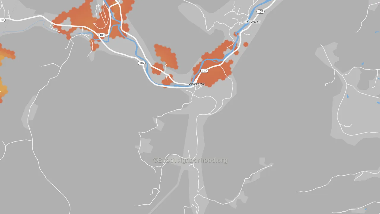 Bike Grade map of Gaysville, VT