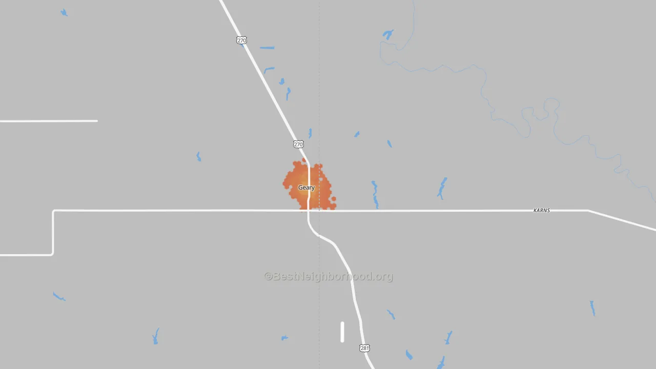 Bike Grade map of Geary, OK