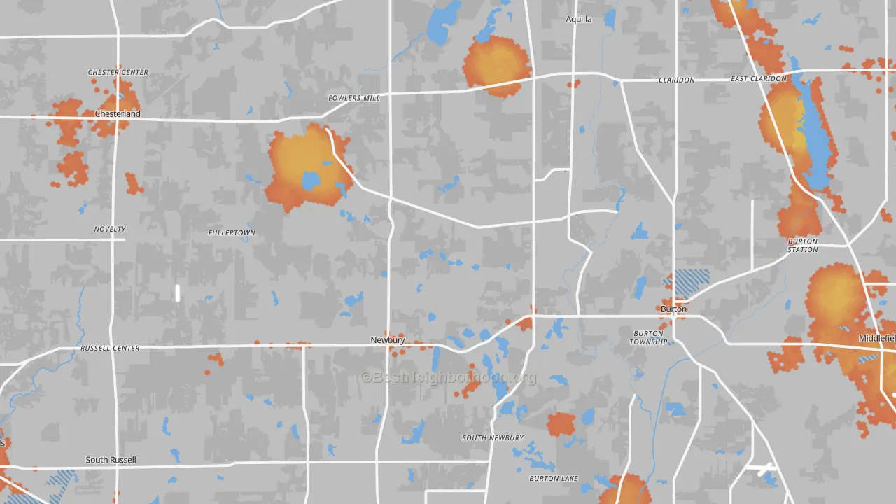 Bike Grade map of Geauga County, OH