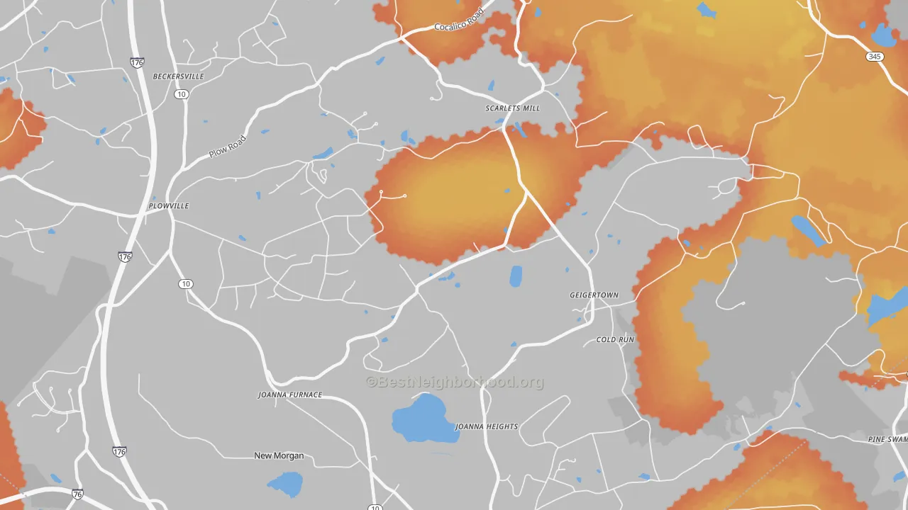Bike Grade map of Geigertown, PA