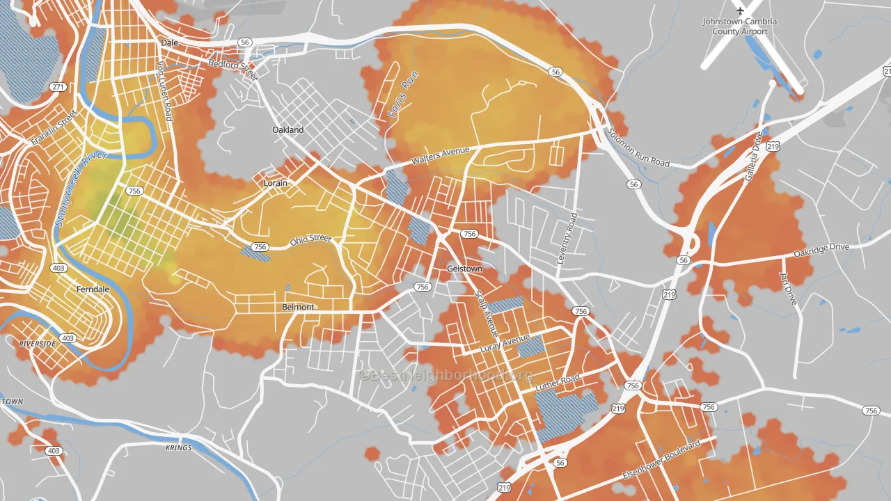 Bike Grade map of Geistown, PA