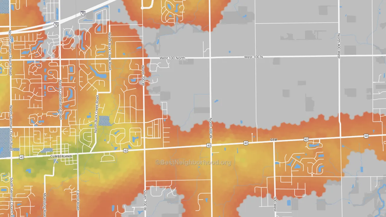 Bike Grade map of Gem, IN
