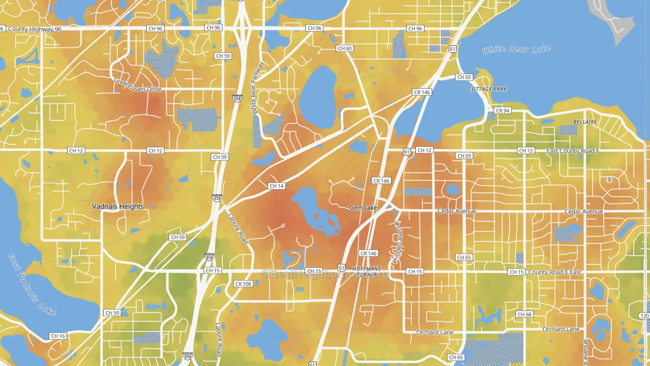 Bike Grade map of Gem Lake, MN