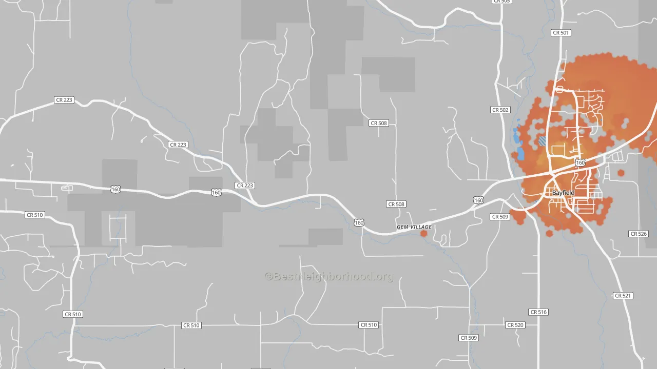 Bike Grade map of Gem Village, CO