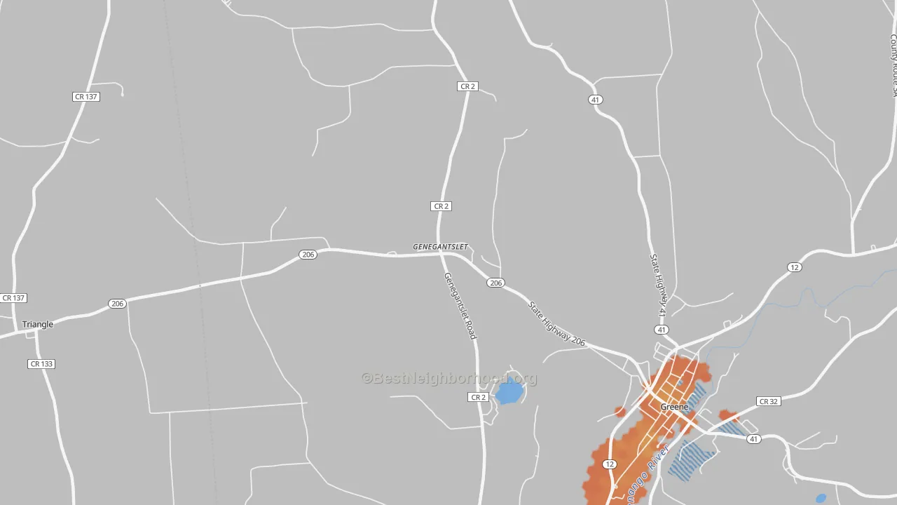Bike Grade map of Genegantslet, NY