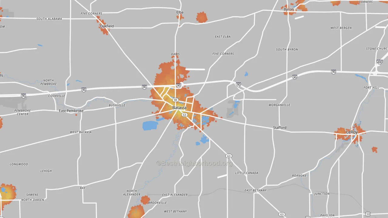 Bike Grade map of Genesee County, NY