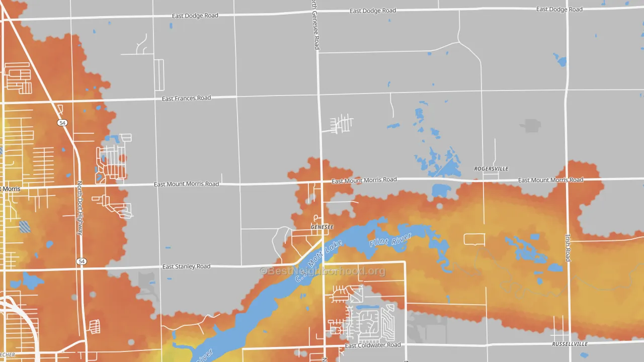 Bike Grade map of Genesee, MI