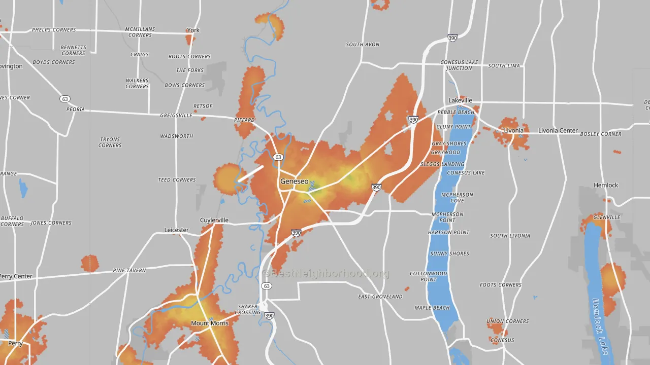 Bike Grade map of Geneseo, NY