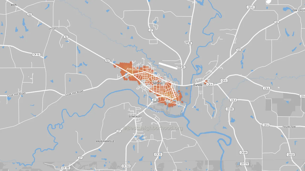 Bike Grade map of Geneva, AL