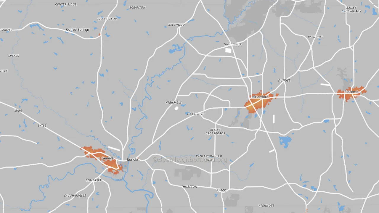 Bike Grade map of Geneva County, AL
