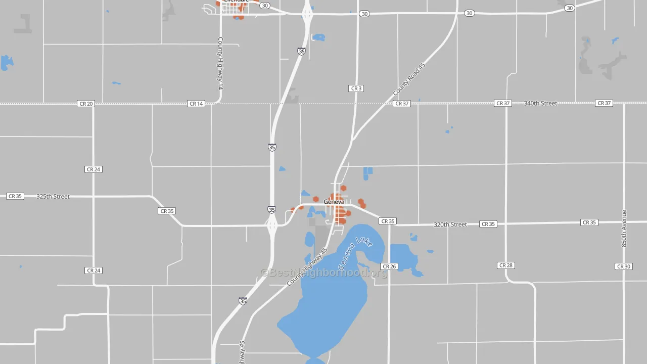 Bike Grade map of Geneva, MN