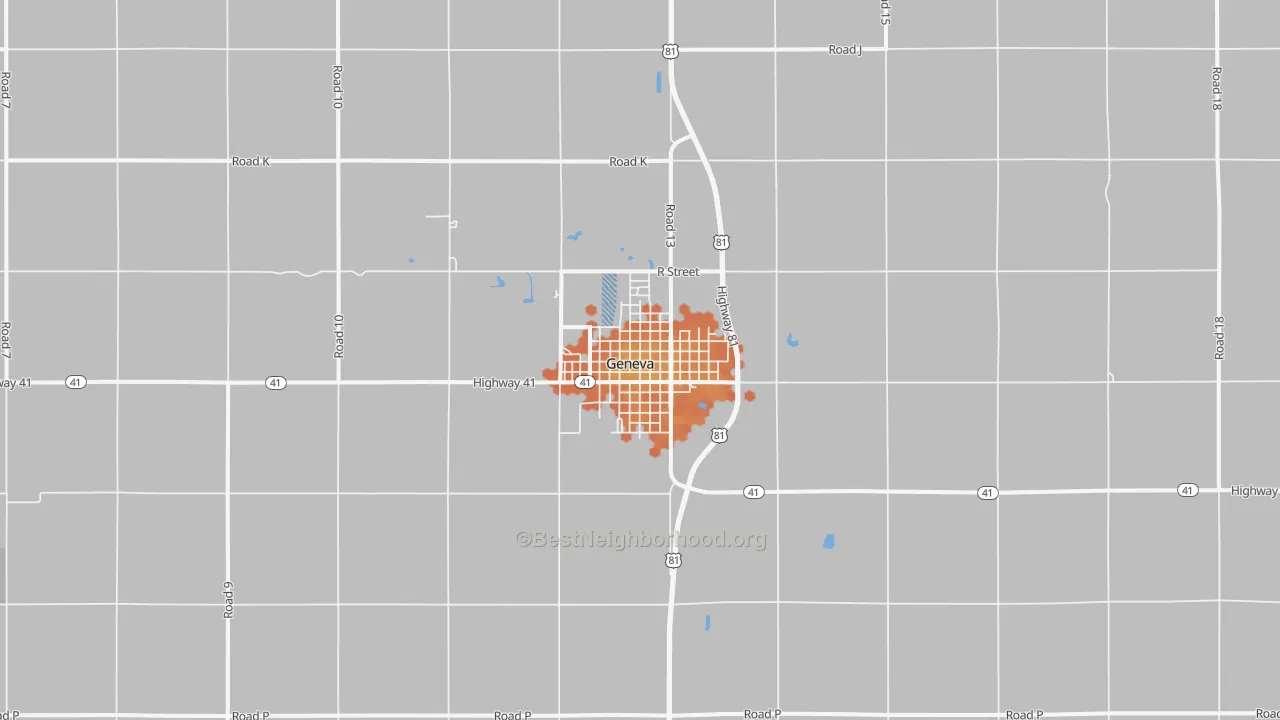 Bike Grade map of Geneva, NE