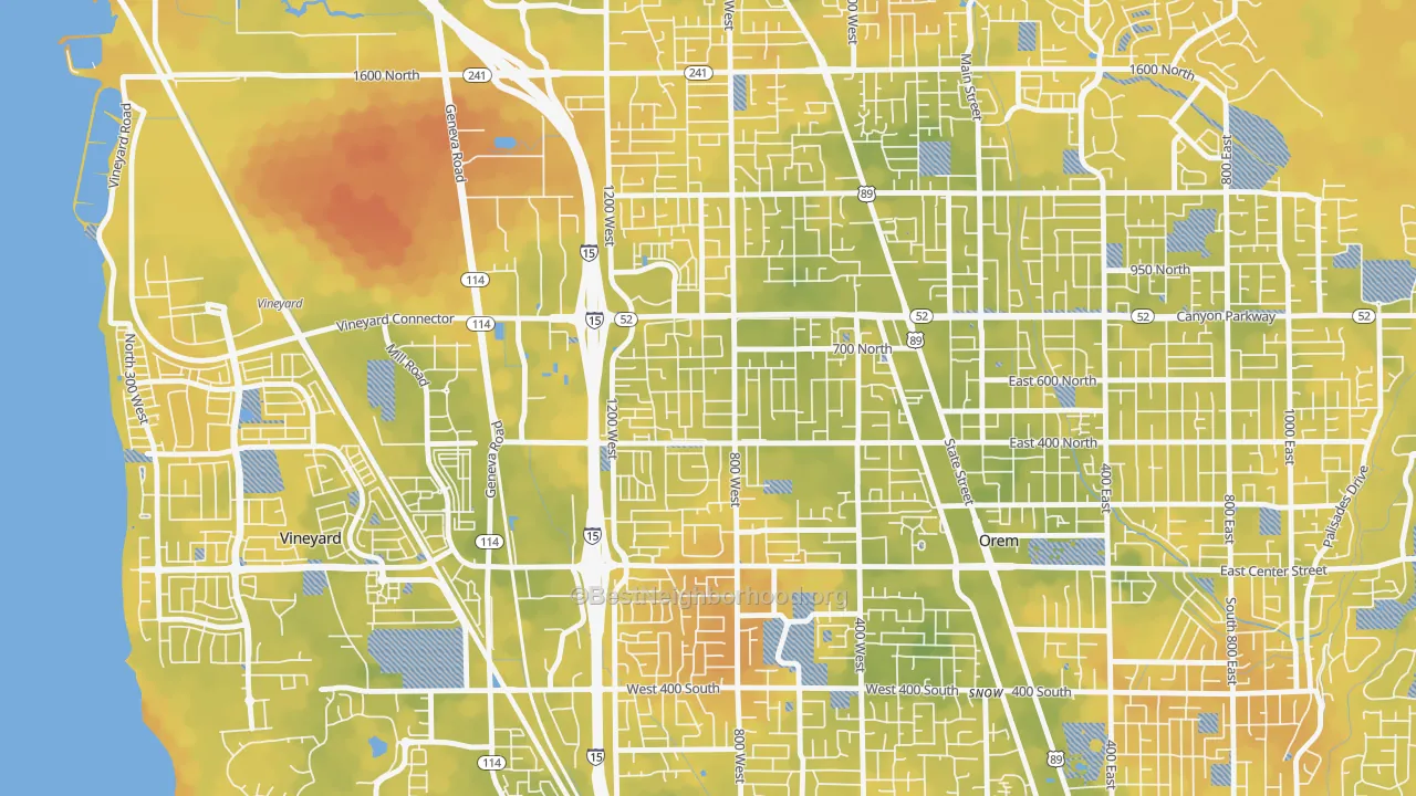 Bike Grade map of Geneva, Orem, UT