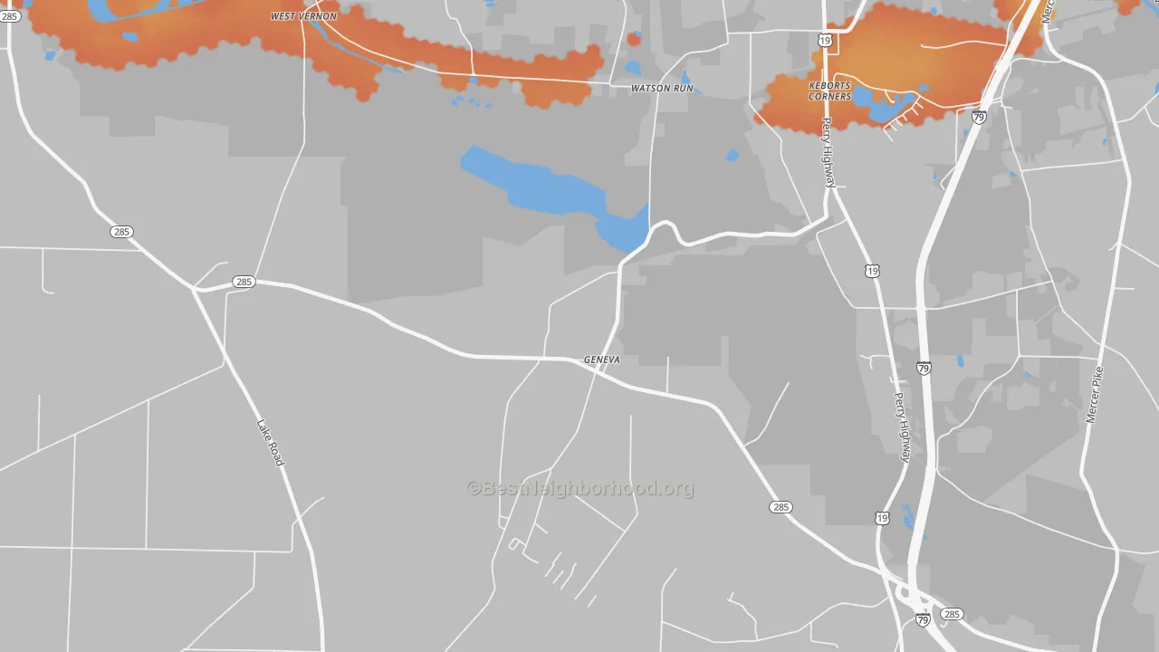 Bike Grade map of Geneva, PA