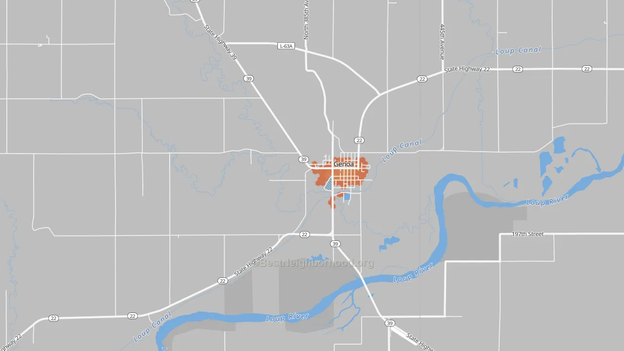 Bike Grade map of Genoa, NE