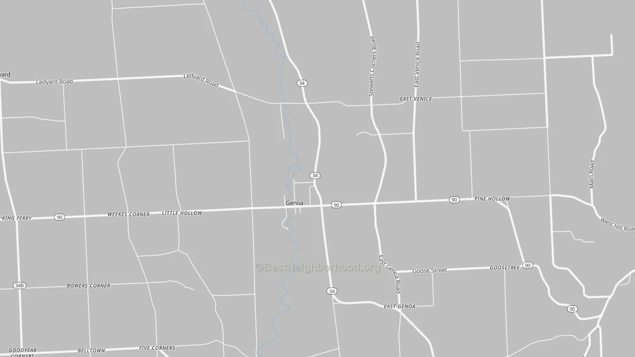 Bike Grade map of Genoa, NY