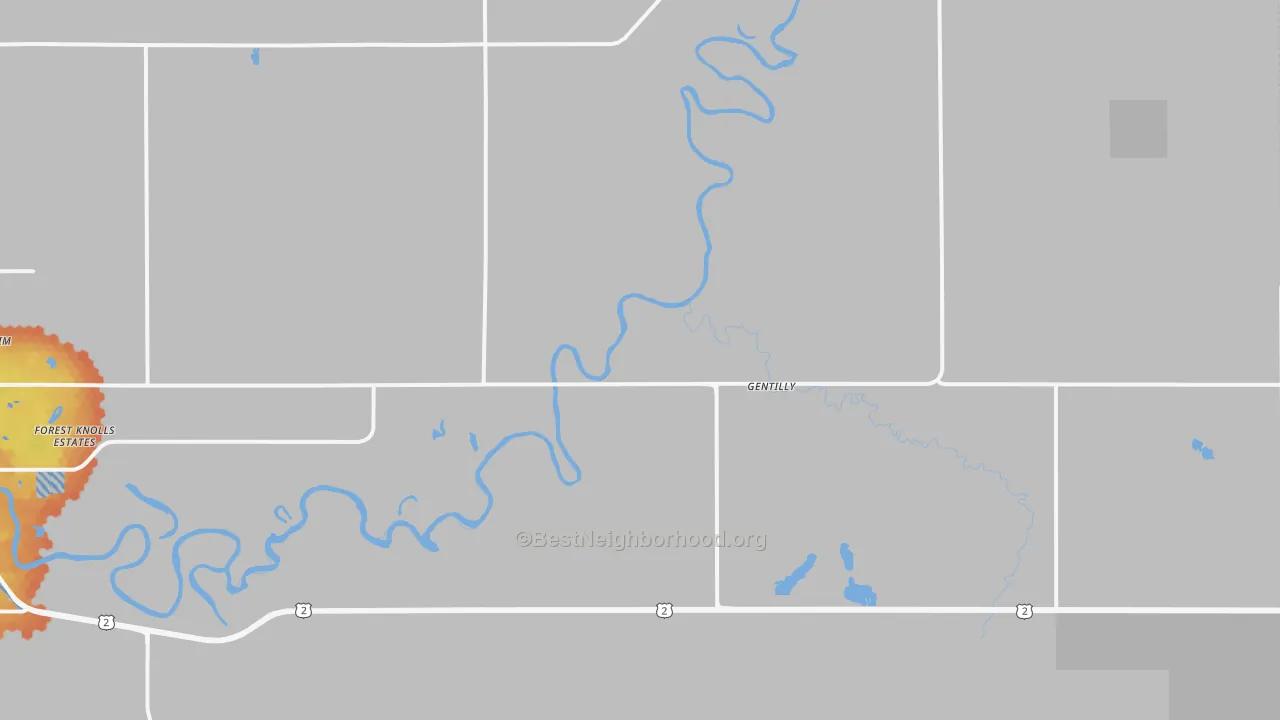 Bike Grade map of Gentilly, MN