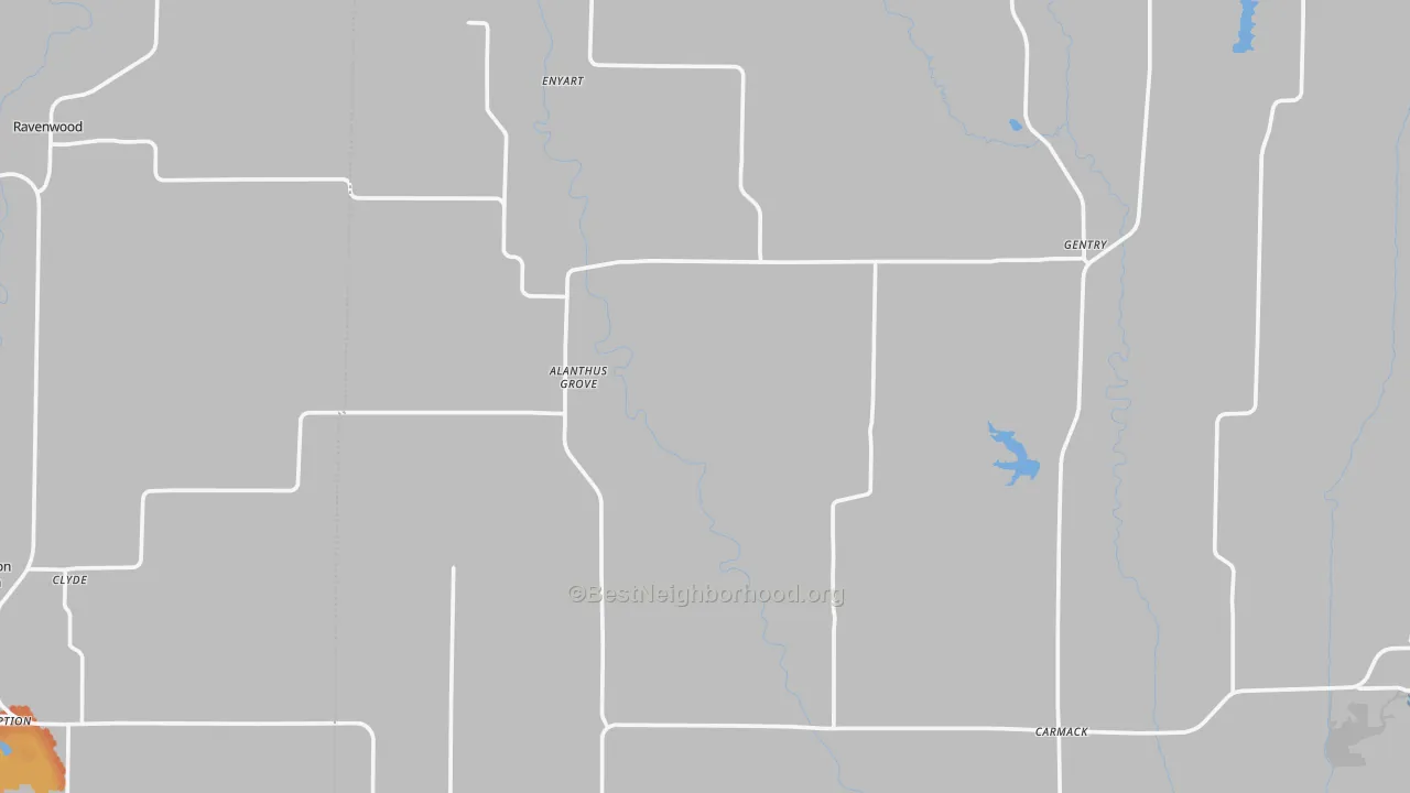Bike Grade map of Gentry, MO