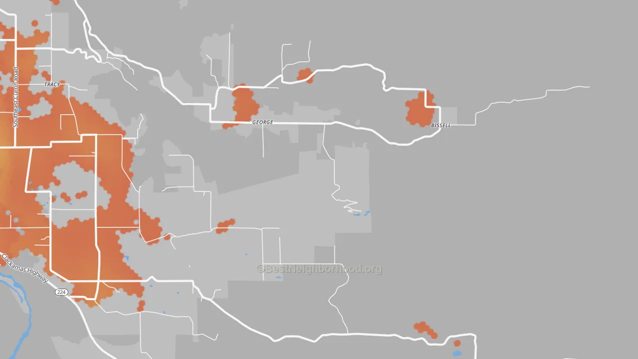 Bike Grade map of George, OR