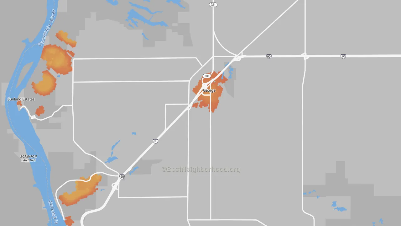 Bike Grade map of George, WA