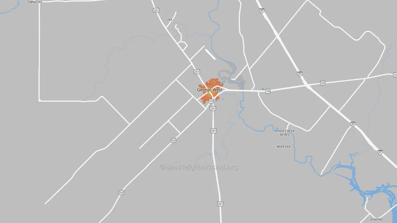 Bike Grade map of George West, TX